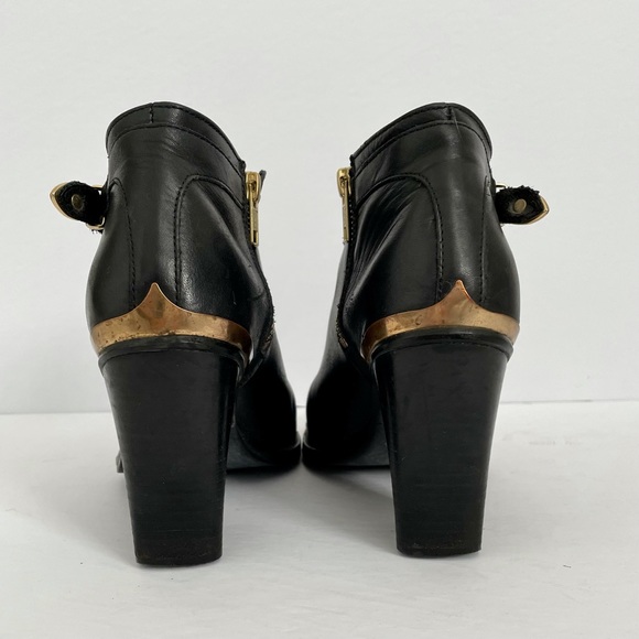 Cowboy leather booties with brass detailing. - Picture 2 of 6